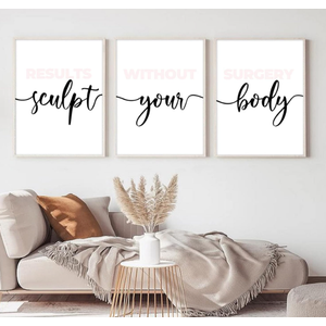 Spa Wall Art Set of 3 Blush Pink Body Sculpting Wall Decor Spa Salon Pictures and Wall Art Girl Esthetician Artwork Poster Prints for Spa Massage Room Girl Room Bedroom 16x24 Inch Unframed 