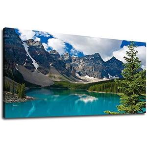 Large Moraine Lake Canvas Wall Art Bedroom Wall Decor Mountain Picture Canvas Artwork Living Room Decoration Contemporary Nature Landscape Home Wall Decor Framed Ready to Hang 20" x 40"