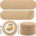 Kochorie 100 Pieces Burlap Placemats 11.8 Inch Round Reusable Brown Table Mats Natural Jute Fibers Placemats Bulk Circle Rustic Table Decorations for Dining Wedding Holiday Farmhouse Supplies