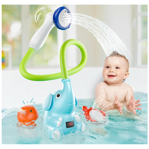 Baby Bath Shower Head with Water Thermometer, 3-in-1 Rechargeable Bath Toys, 3 Exchangable Shower Heads and Soft Silicone Baby Brush, for Newborns, Toddlers in The Tub or Sink - Automatic Ⅱ