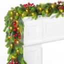 6FT Pre-Lit Christmas Garland with 30 LED Lights & 8 Modes, Lighted Norfolk Pine Garlands Christmas Decorations for Stairs Fireplace Window Wall, Garland for Holiday Indoor Mantle Decor