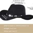 Eohak Womens Western Cowboy Hats Studded Pinched Western Cowgirl Hats Wide Brim Fedoras Hat with Belt Buckle (Size:Medium) (Black)