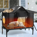 Heated Outdoor Cat House Weatherproof with Heating Pad, Insulated Feral Cat Houses for Outdoor Cats, Safe Escape Door, Heated Cats House for Outside, Outside Stray Cats Shelter with Elevated Base(L)