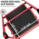 KINGRACK Step Ladder, Folding Ladder with Non-Slip and Wide Pedal, Small Ladder with Handle, Heavy Duty Steel Stool, Lightweight Step Ladder (Red, 3 Step Stool)
