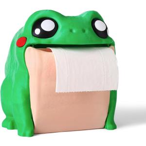Frog Toilet Paper Holder, Funny Toilet Roll Towel Free Standing Dispenser, 3D Printed Cute Animal Tissue Paper Storage for Bathroom, Gift. Green