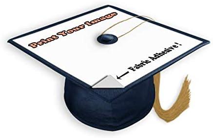 Blank White Adhesive Grad Hat Topper Sticker - Easy to use Graduation Cap Decorations - Printable with Inkjet or Laser Printers - Classroom Size (25 Pack)
