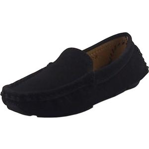 DADAWEN Toddler Little Kid Boys Girls Soft Suede Leather Slip On Penny Loafer Dress Shoes Moccasin Flat Boat Shoes Wedding Church Oxford (11.5 Little Kid, Black)