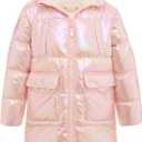Cutemile Winter Coat for Girls Size 7/8 Kids Puffer Jacket Pink Metallic Polar Fleece Lining Outerwear Faux Down Coats 7-8 Years