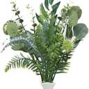 UiiziC Artificial Leaf Stem Flower Branches Fake Plastic Plants for Vase Stuffing Flower Arrangement Garland Wedding Bouquets Home Centerpieces Decorations (Forest Green)