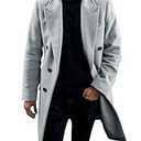 PASLTER Mens Trench Coat Mid Long Double Breasted Slim Fit Peacoat Notched Lapel Winter Business Overcoat (Large, White)