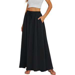 Tapata Women's Extra Long Maxi Skirts for Tall/Petite with Pockets Pleated A-Line Summer Flowy Skirt Casual Beach Wear (Medium)