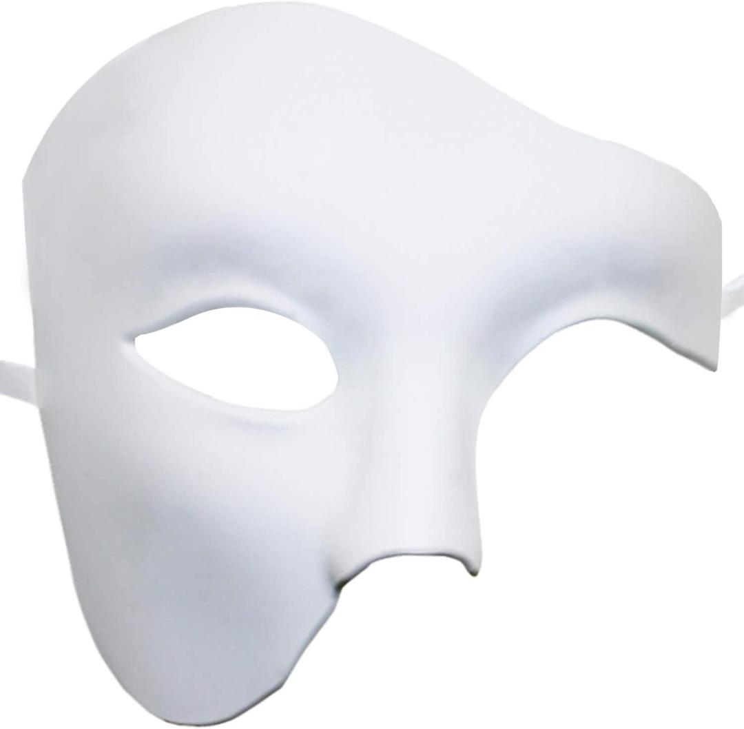 KEFAN Mens Mask Masquerade Mask Phantom of The Opera Half Face Mask (White)