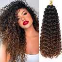 8 Packs Curly Crochet Hair 18 Inch GOGO Curl Crochet Hair for Black Women Long Deep Water Wave Beach Curl Pre looped Synthetic Bohemian Crochet Braids Braiding Hair Extensions(18 Inch, T1B/4/30)