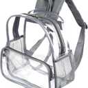 Clear Backpack for Stadium Events 12x6x12 Clear Bag Stadium Backpack Mini Small for Sporting Events Festival Concerts - Gray (Grey)
