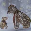 Lighted Rattan Polar Bear Family 2PCS - Large All-Weather Light Up Outdoor Christmas Décor for Front Yard and Lawn with 140 LED Lights, Zip Ties, Extension Cord, and Ground Stakes