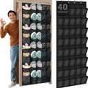 Windyun 40 Over the Door Shoe Organizer Large Breathable Mesh Pockets Hanging Shoe Rack for Closet Black Behind Door Hanger Storage Holder Nonslip Hooks for Women Men Entryway Bedroom Utility Room