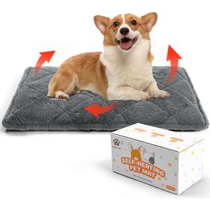 Mora Pets Self Heating Cat Bed Self Warming Cat Bed Thick Thermal Pet Bed Mat 30 x 21 Inches Removable Washable Cover for Outdoor Indoor Cats and Dogs Fur Grey Medium