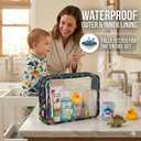 Remobia Hicol TSA Approved 5-Piece Diaper Bag Organizer Pouch Set Clear Waterproof TPU Kids Toiletry Storage Set Travel Packing Clutch Cube Bags for Baby Nursing(Dinosour)