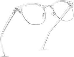 AOMASTE Blue Light Blocking Glasses Vintage Half Frame UV Clear Lens Anti Eyestrain Computer Gaming Glasses for Women Men