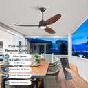 WINGBO 52" Outdoor Ceiling Fans with Lights, Wet Rated Waterproof Indoor Ceiling Fan with Remote, 3 ABS Blades Modern Ceiling Fan, 3CCT Quiet 6-Speed DC Motor, for Porch Patio Bathroom, Black+Walnut