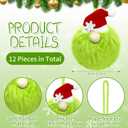 JULMELON 12 Pcs Lime Green Furry Christmas Ball Ornaments with Santa Hat, Xmas Green Furry Ornaments Christmas Ball Hanging Decorations Tree Decorations for Home Party Fireplace Mantel Wall Decor