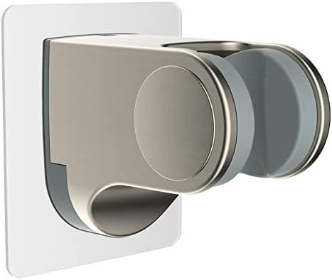 Hibbent Showerhead Holder, Strong Adhesive and Waterproof Handheld Shower Holder & Bracket, Height Adjustable Shower Wand Holder, Wall Mount, No Drilling, Brushed Nickle