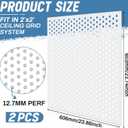DoubleFill 2 Pack 2' x 2' Plastic Perforated Tiles with 1/2" Holes 24" x 24" White Drop Ceiling Tiles Plastic Ceiling Grid Covers