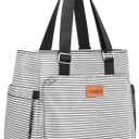 Large Women Lunch Bags/ Insulated Adult Lunch Box/ Leakproof Cooler Lunch Tote Bag with Storage Pocket, Reusable Lunch Purse for Work Picnic Hiking 12L, Stripe