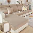 Sofa Covers Couch Covers for Sofa Pet Friendly Couch Cushion Covers Universal Sofa Covers Washable Stretch Slipcovers for Sectional Sofa (Texture Light Coffee, 2 Seats + Chaise Cover)