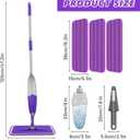 HOMTOYOU Spray Mops for Floor Cleaning: Wet Mop for Hardwood Tile Wood Laminate Vinyl - 3 Washable Microfiber Pads for Swiffer Powermop - Absorbs Pet Hair Dust (Purple)