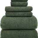 YTYC 39x78 Inch Oversized Bath Sheets Extra Large Bath Towels Set of 6 Super Soft Luxury Microfiber Shower Towels for Bathroom 80% Polyester(Olive Green,6 Piece)