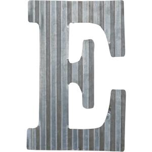 COLLECTIVE HOME - 12" Metal Letter Wall Decor, Galvanized Steel Numbers, Rustic Hanging Decor Symbols, Corrugated Metal Decoration, House Number (E)