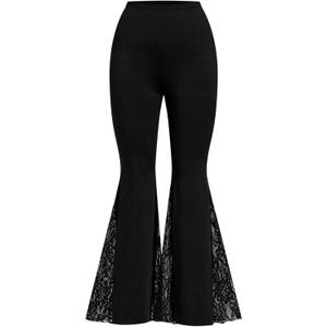 GORGLITTER Women's Plus Size Pants Lace High Waisted Wide Leg Bootcut Bell Bottom Festival Renaissance Rave Flare Pants, Size: Large Plus