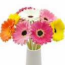 Mutcolor 15 Pcs Artificial Gebera Daisies Flowers Fake Daisy Real Touch PU Faux Flowers Bouquet for Indoor Home Arrangements Vase Wedding Party Table Centerpiece DIY Floral Decor
