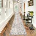 Hallway Washable Runner Rug - 2'6x12 Kitchen Rugs Entryway Rug Runner Non Slip Indoor Farmhouse Carpet for Living Room Bedroom Bathroom Vintage Floor Decoration Mat (2'6''x12', Dusty Rose)