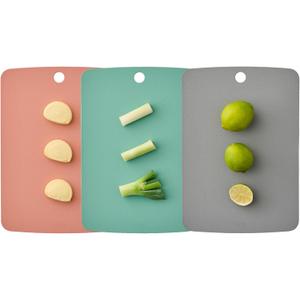 TPU Cutting Board Set of 3 9"x12" - Flexible Cutting Mats for Kitchen Knife Friendly, Cutting Mat Non-Slip Chopping Board Double Sided Scratch Resistant Food Grade Coral Mint Gray (Medium)