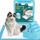 Ownpets Cat Litter Mat 17.7 x 13, Refills for Cat Litter Box, Cat Liner Pads for Litter System, Leak-Proof 6-Layer with Quick-Dry Surface, Ultra-Thick Cat Pads (20 count) (White)