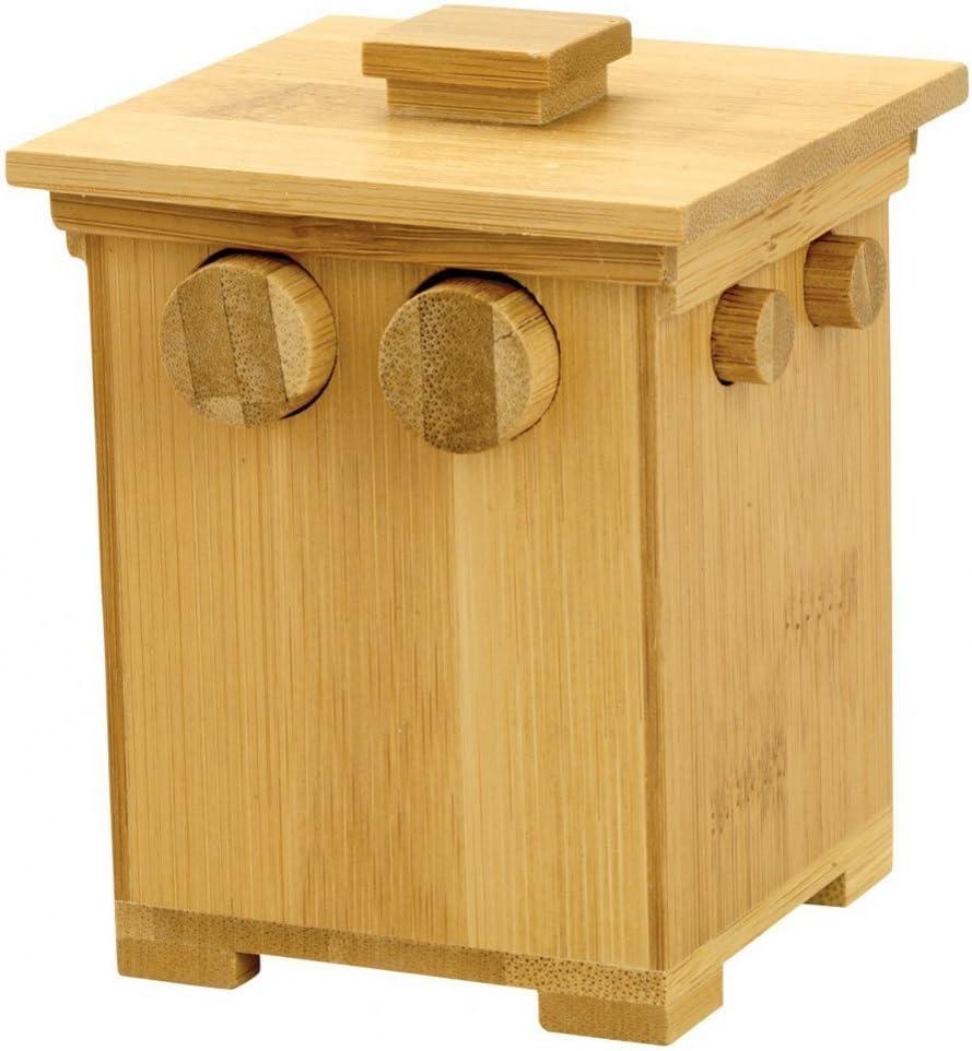 Bits and Pieces Wooden Puzzle Box Bamboo Tower Design Puzzle Box with Hidden Compartment Brainteaser, Solution Included