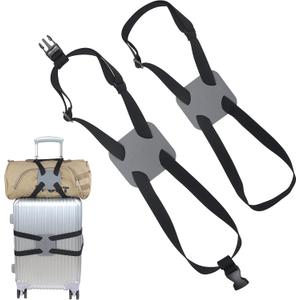 Luggage Bungee StrapLuggage Straps Bag Bungees for Add a Bag Easy to Travel Suitcase Elastic Strap Belt2-Pack-Grey