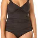 Anne Cole Women's Plus-Size Twist Front Underwire Tankini Swim Top (New Black)