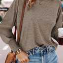 Dokotoo Womens Tops Long Sleeve Tops Shirts 2025 Spring Trendy Business Work Loose Basic T-Shirts (S)