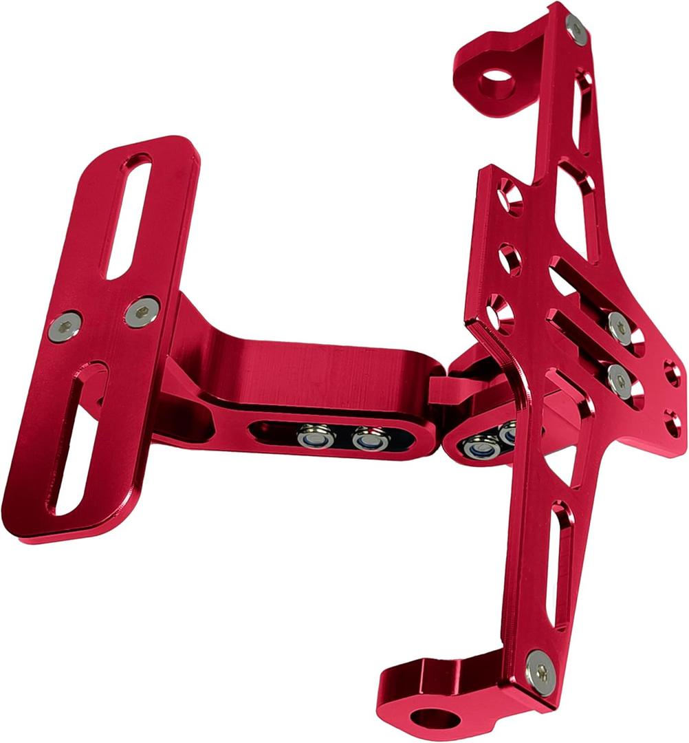 Universal Motorcycle License Plate Holder Bracket with Light Aluminum Alloy Tail Tidy Adjustable Fender Eliminator Kit Replacement for Kawasaki Yamaha Honda Suzuki Bmw Ducati (Red)