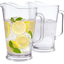 US Acrylic 64oz Bistro Clear Pitcher | Set of 2 Beer Pitchers | Reusable, BPA-free, Made in the USA, Indoor and Outdoor Pitcher Set for Water, Lemonade, Juice, Soda Pop, and Beer