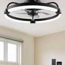 Ensenior Ceiling Fans with Lights and Remote, 20'' Low Profile Ceiling Fan Flush Mount, APP Control, 6 Speed, 3CCT, Quiet Reversible DC Motor, Dimmable Modern Ceiling Fan with Light for Bedroom, Black
