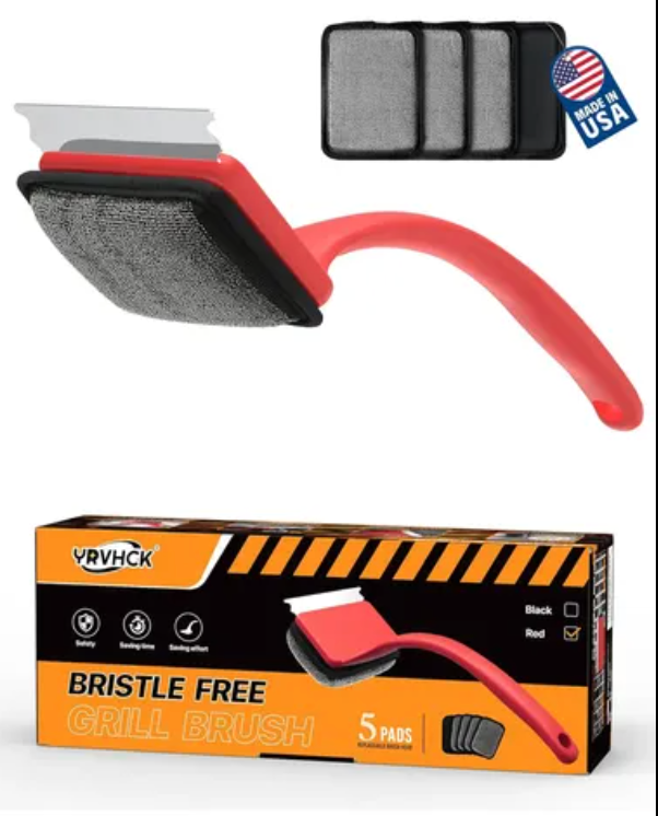 Grill Brush Bristle Free,...per Outdoor BBQ Grill, Red