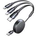 LISEN Multi Charging Cable, 3 in 1 Retractable Charging Cable, Retractable Car Charger with Type C/L/Micro USB Ports for iPhone 17 16 15 14 Pro/Samsung Galaxy S25/Kindle, Car Accessories for Women