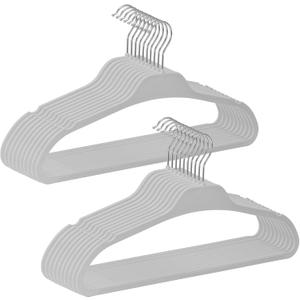 Non-Slip Rubber Coated Hangers, 20 Pack Plastic Clothes Hangers with 360° Swivel Hook 17.7 Inches Slim Space Saving Hangers for Adult Clothes Shirts Dresses Pants, Gray