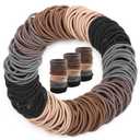 150PCS Elastic Hair Ties, No Crease Ponytail Holders for Women, Men, Girls and Boys, Large No Damage Hair Ties for Thick Thin Hair, Brown (4mm)