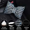 Car Seat Head-Rest Pillow Bow Automobile Neck Headrest Cushion Bling Bling Rhinestones Diamond for Automotive Accessories Girls and Women Neck Support Interior White-Black 2Pcs