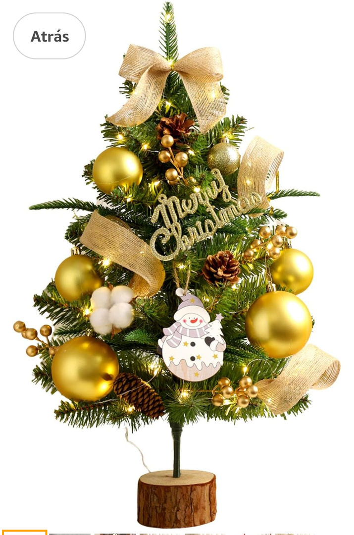 Tabletop Christmas Tree, 24inch/2ft Mini Christmas Tree, Tabletop Small Christmas Tree for Holiday Indoor DIY Christmas Decoration (Gold)